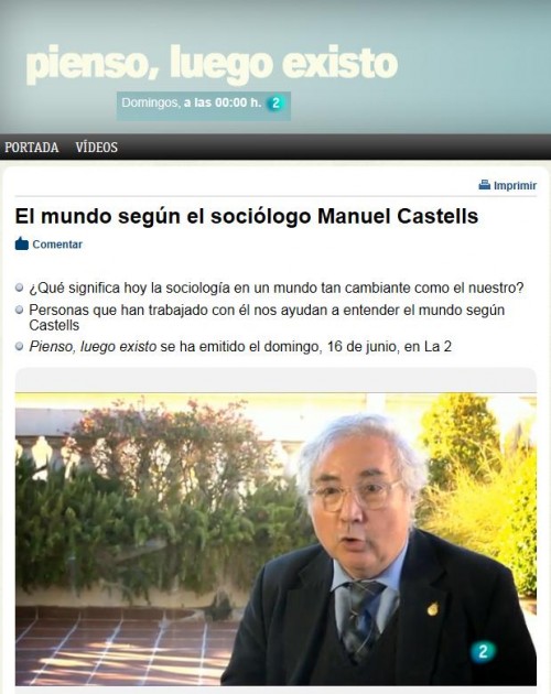 Manuel Castells, presidente del Consejo Académico de Next, en La 2